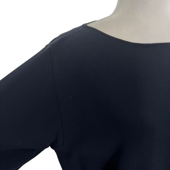 Ellen Tracy NWT Medium Solid Long Sleeve Dark Navy Women’s Boat Neck Blouse Top - Picture 12 of 12